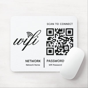 Alfombrilla De Ratón QR Código Wifi Scan para conectar el blanco de mar
