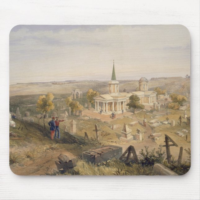Alfombrilla De Ratón Quarantine el cementerio y la iglesia, placa 'del (Frente)