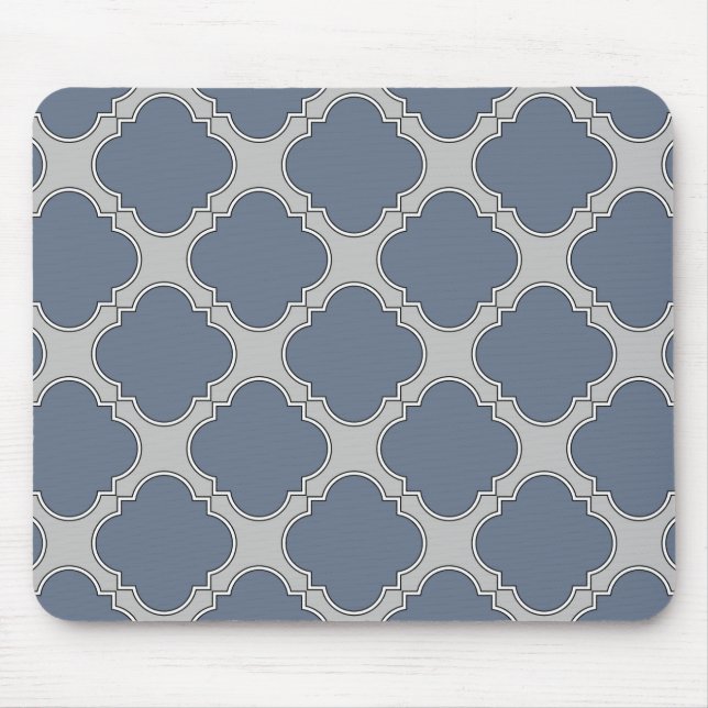 Alfombrilla De Ratón Quatrefoil azul-gris (Frente)
