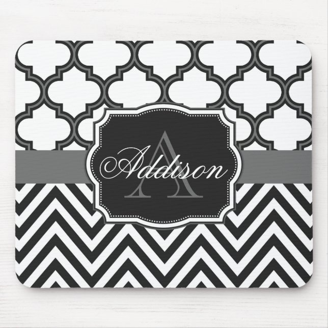 Alfombrilla De Ratón Quatrefoil Chevron Monogram (Frente)