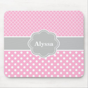 Alfombrilla De Ratón Quatrefoil gris rosado Mousepad personalizado