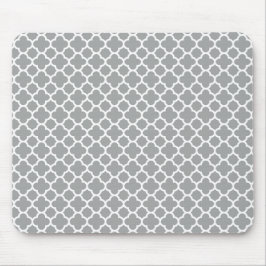Alfombrilla De Ratón Quatrefoil gris y blanco