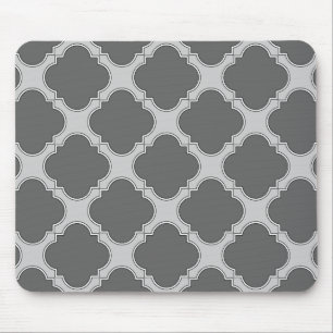 Alfombrilla De Ratón Quatrefoil in shades of gray