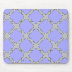 Alfombrilla De Ratón Quatrefoil periwinkle y gris