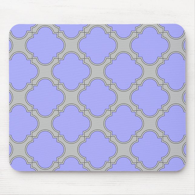 Alfombrilla De Ratón Quatrefoil periwinkle y gris (Frente)