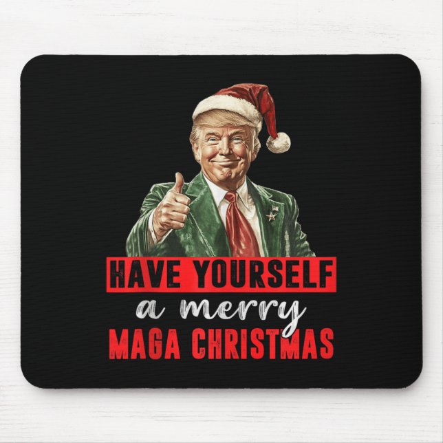 Alfombrilla De Ratón Que te tengas feliz Navidad Funny, Trump Christ (Frente)