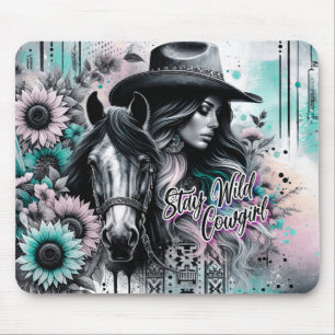 Alfombrilla De Ratón Quédese salvaje con cowgirl western