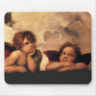 Alfombrilla De Ratón Querubes Sistine Madonna de Raphael 2 ángeles