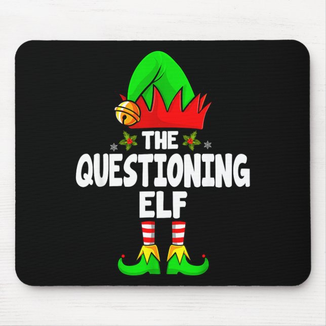 Alfombrilla De Ratón Questioning Elf Group Christmas Funny Pajama Party (Frente)
