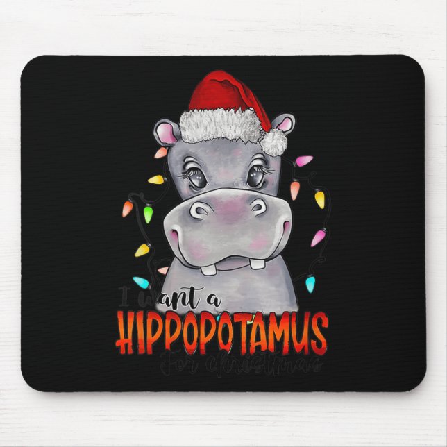 Alfombrilla De Ratón Quiero Hipopótamo Para Navidades Hippo Xmas 4 (Frente)