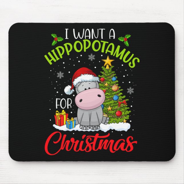 Alfombrilla De Ratón Quiero Hipopótamo Para Navidades Xmas Hippo Para (Frente)