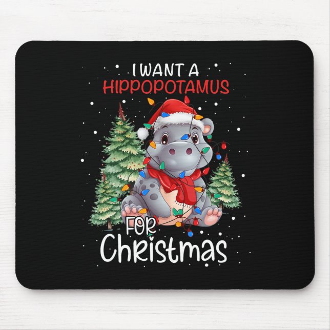 Alfombrilla De Ratón Quiero Hipopótamo Para Navidades Xmas Hippo Para (Frente)