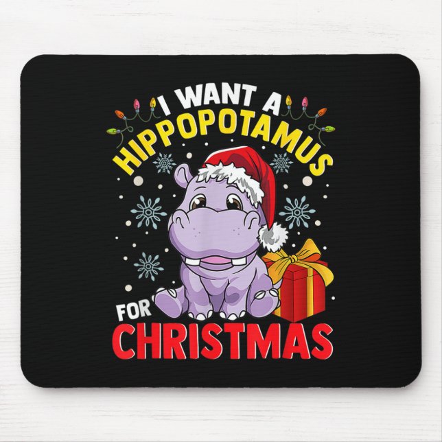 Alfombrilla De Ratón Quiero un hipopótamo para Navidad (Frente)