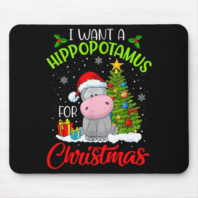 Alfombrilla De Ratón Quiero un hipopótamo para Navidad (Frente)