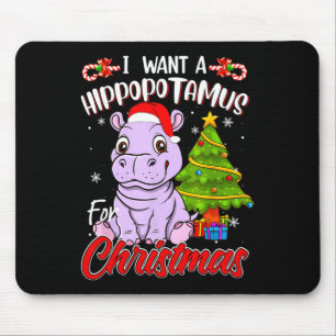 Alfombrilla De Ratón Quiero un hipopótamo para Navidad Hippo