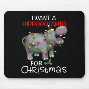 Alfombrilla De Ratón Quiero un hipopótamo para Navidad Xmas Hippo Para