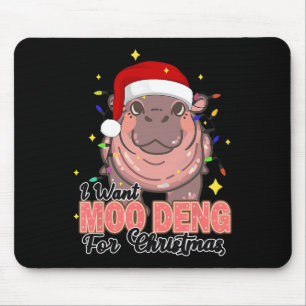 Alfombrilla De Ratón Quiero Un Moo Deng Para Los Navidades Luces Hippot