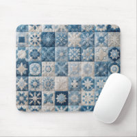 Quilt de copo de nieve azul y blanco