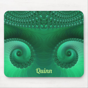 Alfombrilla De Ratón QUINN ~ Zany sombras del patrón fractal verde