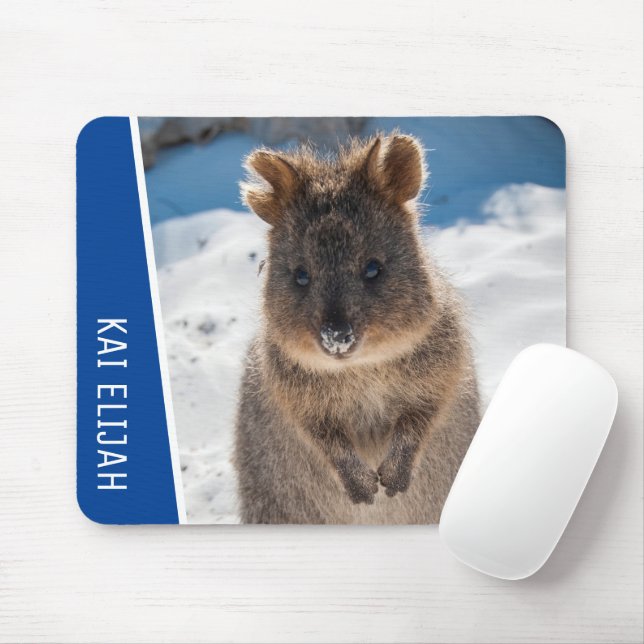 Alfombrilla De Ratón Quokka Cute Animal on the Beach Australia Blue (Con ratón)