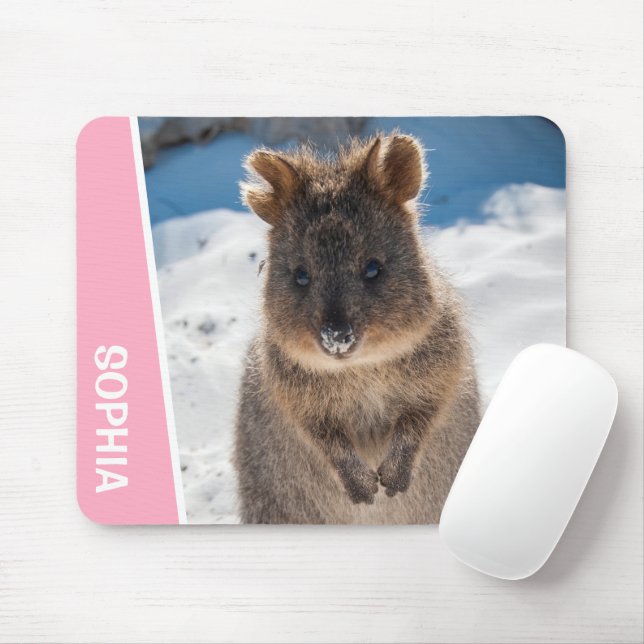Alfombrilla De Ratón Quokka Cute Animal on the Beach Australia Pink (Con ratón)