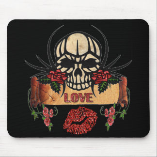 Alfombrilla De Ratón RAB Rockabilly Skull Rosas Aman Lipstick