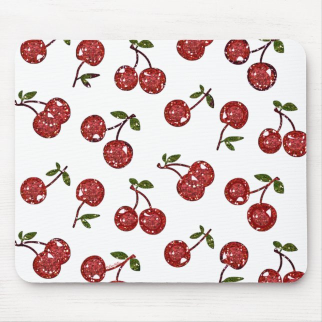 Alfombrilla De Ratón RAB Rockabilly Very Cherry Cherries On White (Frente)