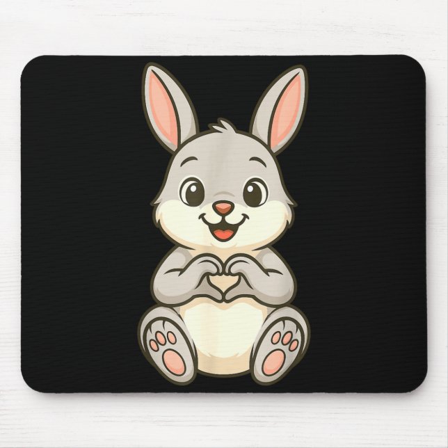 Alfombrilla De Ratón Rabbit Bunny Doing Heart With Hands Valentines Day (Frente)