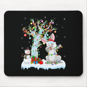 Alfombrilla De Ratón Rabbit Lights Xmas Tree Funny Dabbing Rabbit Chris