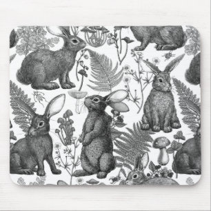 Alfombrilla De Ratón Rabbits y flora de bosques Almohadilla del ratón