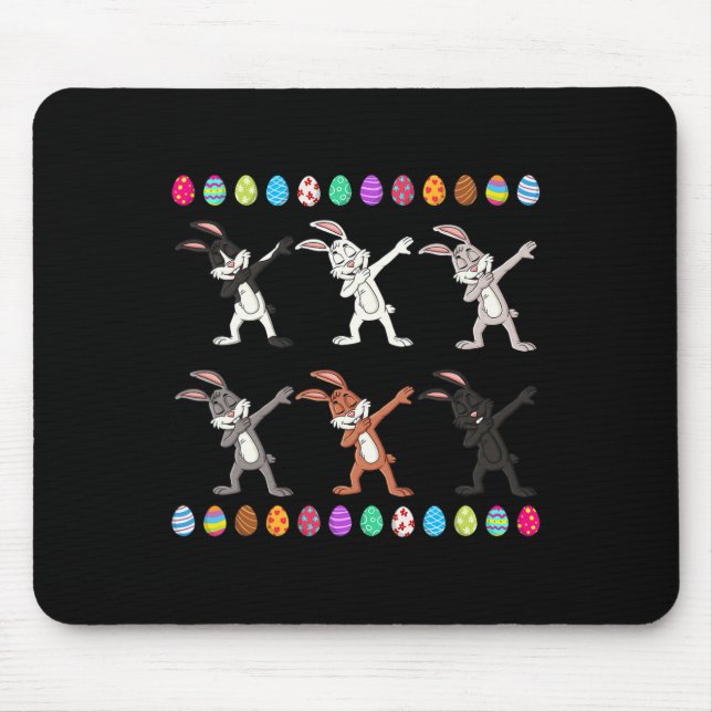 Alfombrilla De Ratón Rabits en Pascua: Huevos Dab, niños Chicas (Frente)