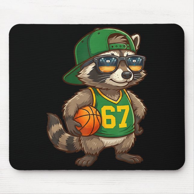 Alfombrilla De Ratón Raccoon Basketball 67 Gen Alpha Slang Srts Men Boy (Frente)