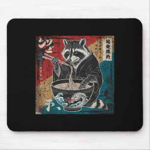 Alfombrilla De Ratón Raccoon Comer Ramen Fideos Japoneses Racoon Gracio