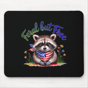Alfombrilla De Ratón Raccoon Feral Pero Gratuito 4 De Julio Mujeres Pa