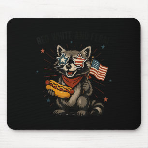 Alfombrilla De Ratón Raccoon Funny 4 De Julio Patriótico Cute Blanco Ro