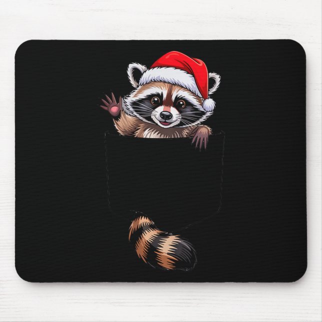Alfombrilla De Ratón Raccoon In Cket Funny Xmas Santa Hat Graphic  (Frente)