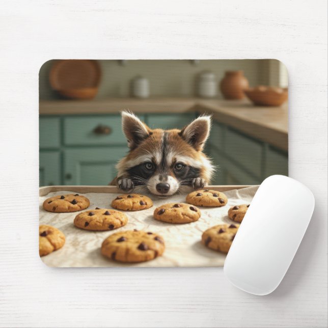 Alfombrilla De Ratón Raccoon Mirando Las Galletas De Chip De Chocolate (Con ratón)