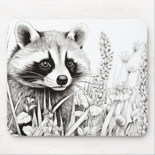 Alfombrilla De Ratón Raccoon Pacífica Prairie Esbozo Dibujo Arte