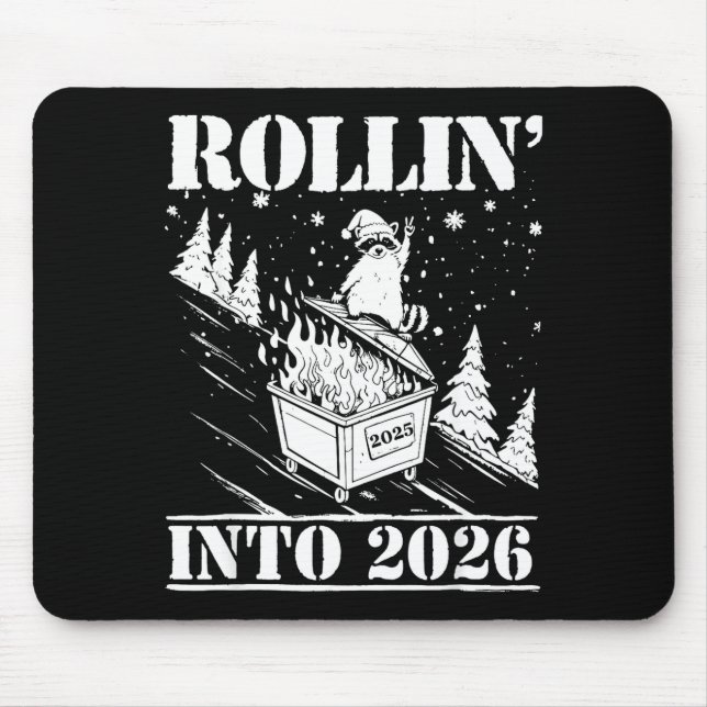 Alfombrilla De Ratón Raccoon Rolling Into 2026 Happy New Year 2026 Funn (Frente)