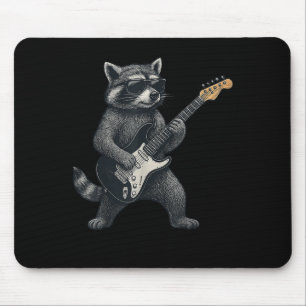 Alfombrilla De Ratón Raccoon Tocando Rock De Guitarra Y Regalo De Rollo