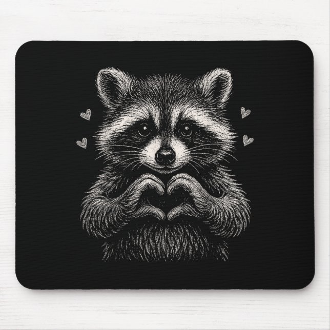 Alfombrilla De Ratón Raccoon Valentines Day Funny Feral Raccoon Love He (Frente)
