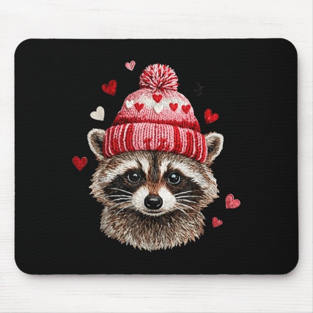 Alfombrilla De Ratón Raccoon Valentines Day Funny Feral Raccoon Love He (Frente)