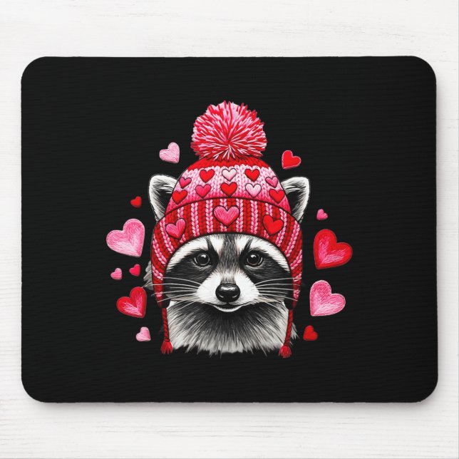 Alfombrilla De Ratón Raccoon Valentines Day Funny Feral Raccoon Love He (Frente)