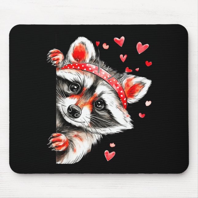 Alfombrilla De Ratón Raccoon Valentines Day Funny Feral Raccoon Love He (Frente)