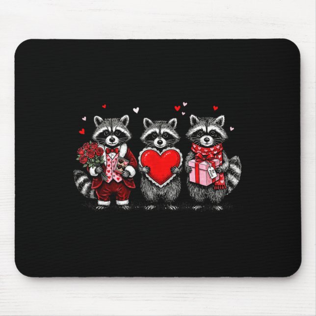 Alfombrilla De Ratón Raccoon Valentines Day Funny Feral Raccoon Love He (Frente)