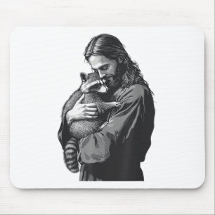Alfombrilla De Ratón Racoon Lover Trash Panda Christian Jesus Holding A