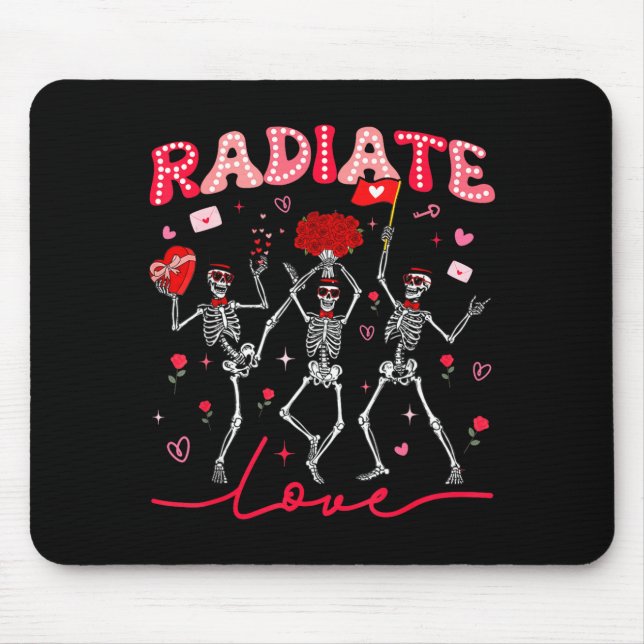 Alfombrilla De Ratón Radiology Radiate Rad Tech Valentine Skeleton Hear (Frente)