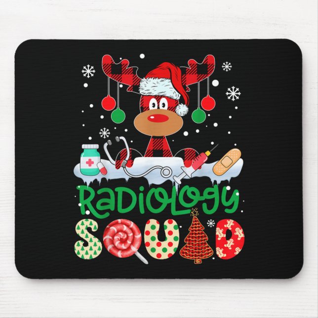 Alfombrilla De Ratón Radiology Squad Nurse Reindeer Buffalo Red Plaid C (Frente)