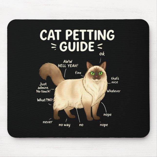 Alfombrilla De Ratón Ragdoll Cat Petting Guide Funny Cat Lover  (Frente)