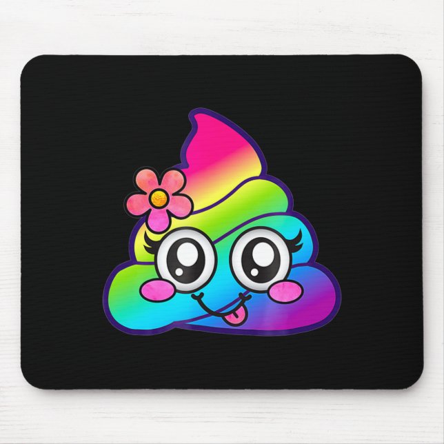Alfombrilla De Ratón Rainbow Op Emoji Cute Unicorn O Flower Silly  (Frente)